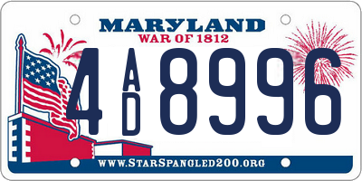 MD license plate 4AD8996