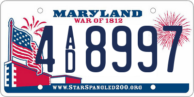 MD license plate 4AD8997