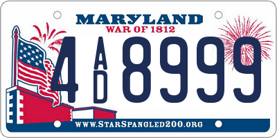 MD license plate 4AD8999