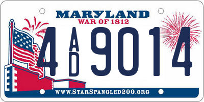 MD license plate 4AD9014