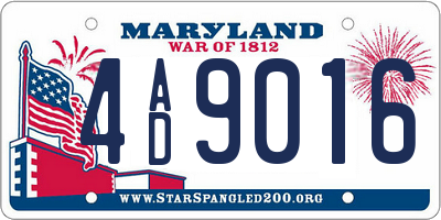 MD license plate 4AD9016