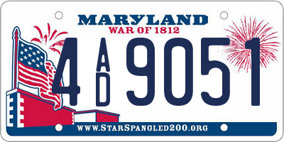 MD license plate 4AD9051