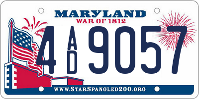 MD license plate 4AD9057