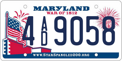 MD license plate 4AD9058