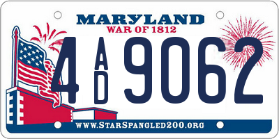 MD license plate 4AD9062