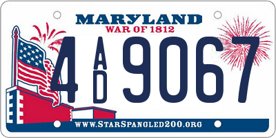 MD license plate 4AD9067