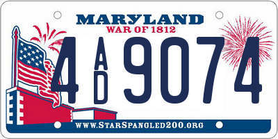 MD license plate 4AD9074