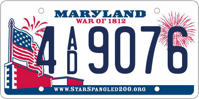 MD license plate 4AD9076