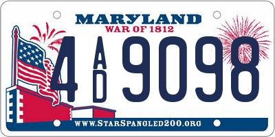 MD license plate 4AD9098