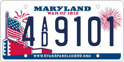 MD license plate 4AD9101