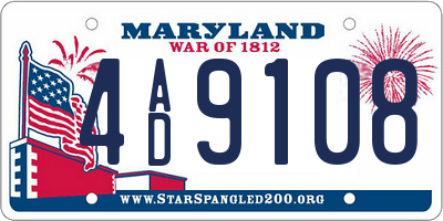 MD license plate 4AD9108