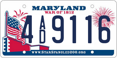 MD license plate 4AD9116