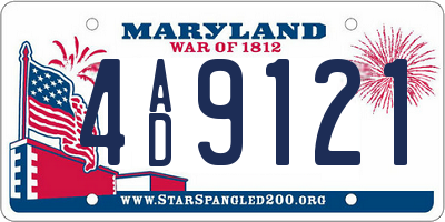 MD license plate 4AD9121