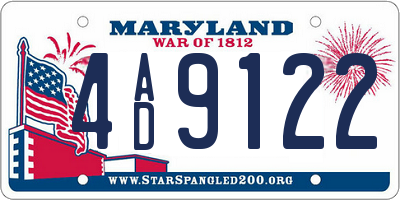 MD license plate 4AD9122