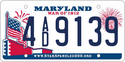 MD license plate 4AD9139