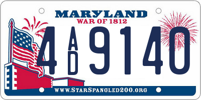 MD license plate 4AD9140