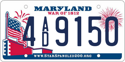 MD license plate 4AD9150