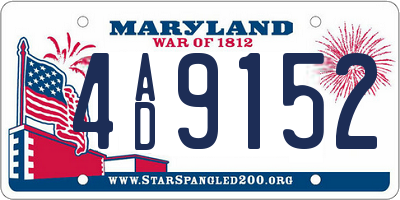 MD license plate 4AD9152