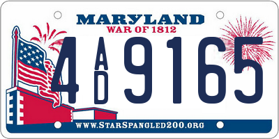 MD license plate 4AD9165