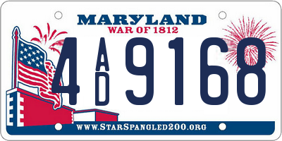 MD license plate 4AD9168