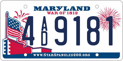MD license plate 4AD9181