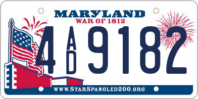 MD license plate 4AD9182