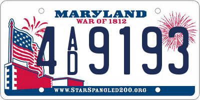 MD license plate 4AD9193