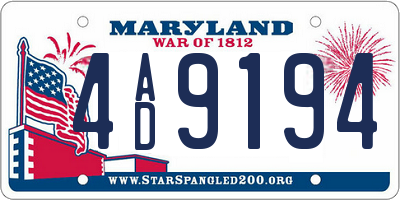 MD license plate 4AD9194