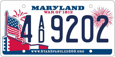 MD license plate 4AD9202