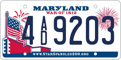 MD license plate 4AD9203