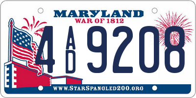 MD license plate 4AD9208