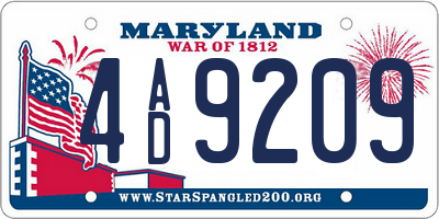 MD license plate 4AD9209