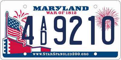 MD license plate 4AD9210