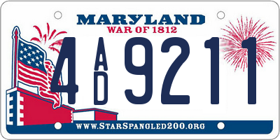 MD license plate 4AD9211