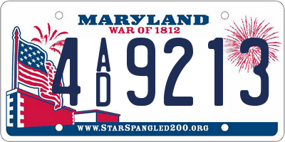 MD license plate 4AD9213
