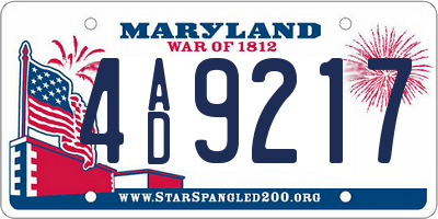MD license plate 4AD9217