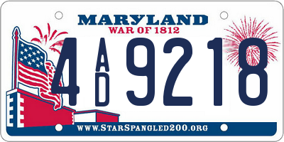 MD license plate 4AD9218