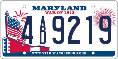 MD license plate 4AD9219