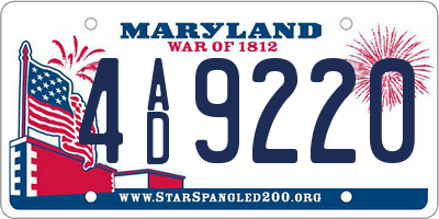 MD license plate 4AD9220