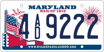 MD license plate 4AD9222