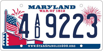 MD license plate 4AD9223
