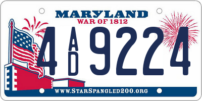 MD license plate 4AD9224
