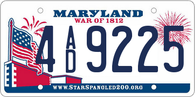 MD license plate 4AD9225