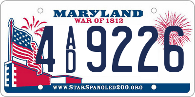 MD license plate 4AD9226
