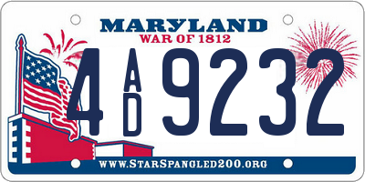 MD license plate 4AD9232