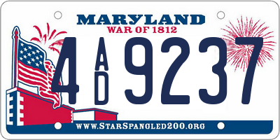 MD license plate 4AD9237
