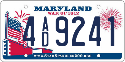 MD license plate 4AD9241