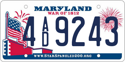 MD license plate 4AD9243