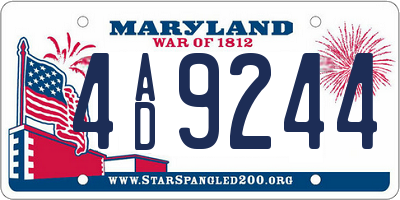 MD license plate 4AD9244