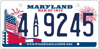 MD license plate 4AD9245